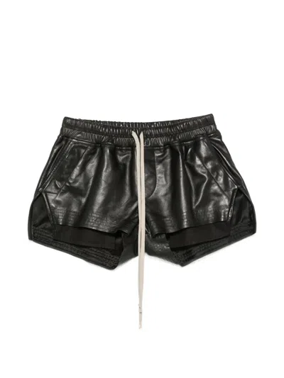 Rick Owens Fog Leather Shorts In Black