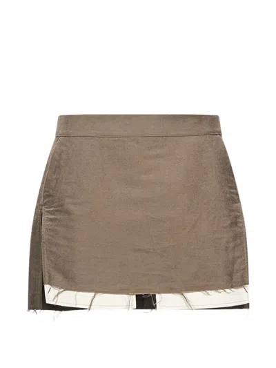 Rick Owens Fog Mini Skirt In Brown