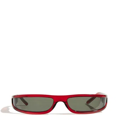 Rick Owens Fog Rectangular Sunglasses In Red