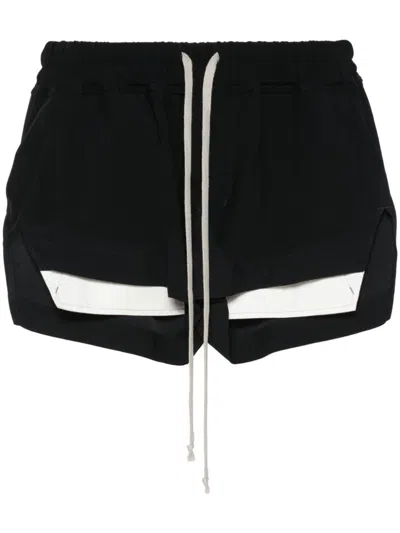 Rick Owens Fog Washed Charmeuse Boxer Shorts In Black