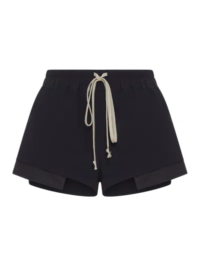 Rick Owens Fog Shorts With Drawstring In Silk Blend In Black