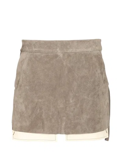 Rick Owens Fog Straight Mini Skirt In Neutral