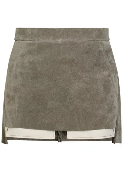 Rick Owens Fog Suede Mini Skirt In Gray