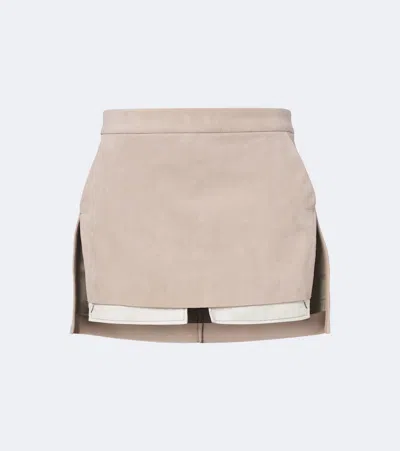 Rick Owens Fog Suede Miniskirt In Animal Print