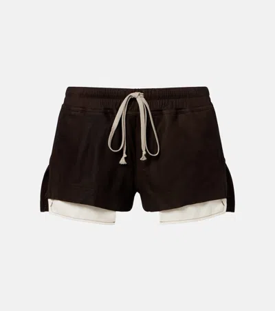 Rick Owens Fog Suede Shorts In Brown