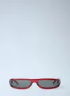 Rick Owens Fog Rectangular Frame Sunglasses In Red