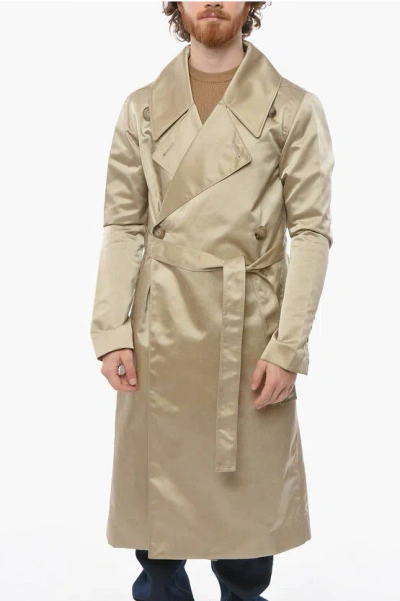 Rick Owens Fogachine Belted Performa Nylon Trenchcoat In Brown
