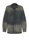 Rick Owens Gray Concordia Fogpocket Denim Shirt In Black