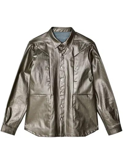 RICK OWENS FOGPOCKET HIGH-SHINE SHIRT JACKET