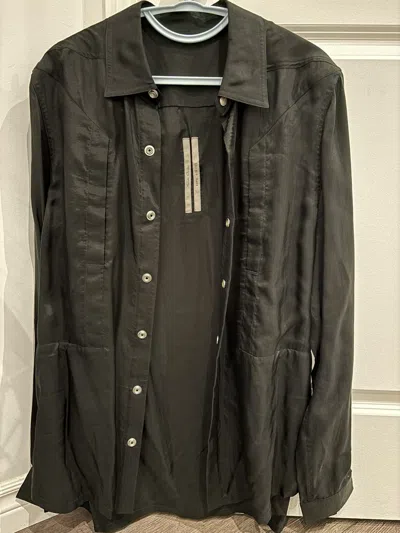 Pre-owned Rick Owens Fogpocket Outershirt It48 In Black