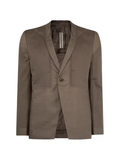 Rick Owens Brown Temple Fogpocket Soft Soft Blazer