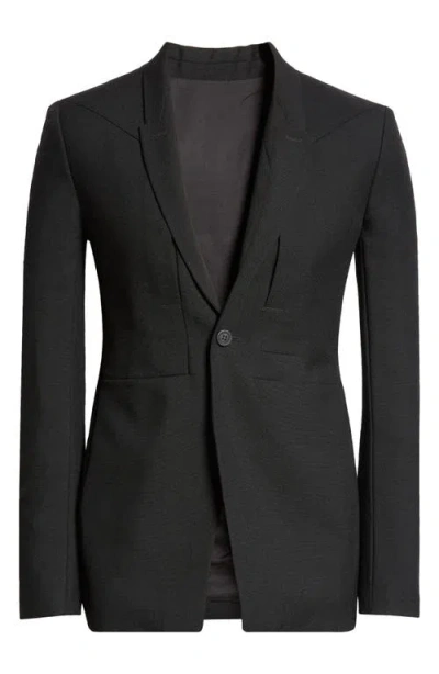Rick Owens Fogpocket Wool Sport Coat In Black