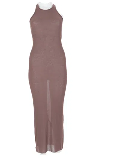 Rick Owens Form-fitting Brown Midi Dress With Tank Neckline In Pink