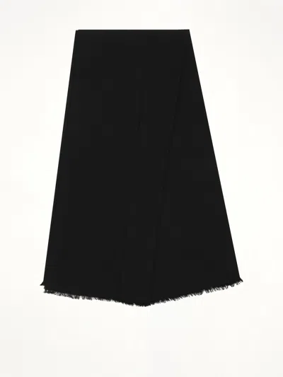 Rick Owens Foulard Frayed-edge Scarf In Black