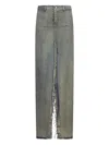 Rick Owens Sliced Cotton Denim Skirt In Gray