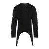 Rick Owens Black Virgin Wool Long-sleeve Top With Asymmetric Hem In Black