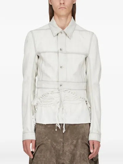 Rick Owens Frayed-detail Overshirt In White