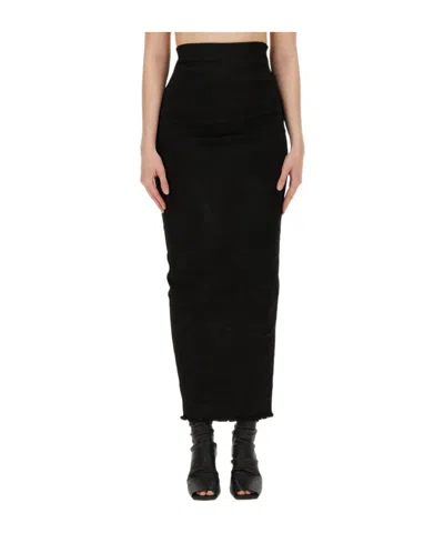 Rick Owens Frayed-detail Skirt In Black