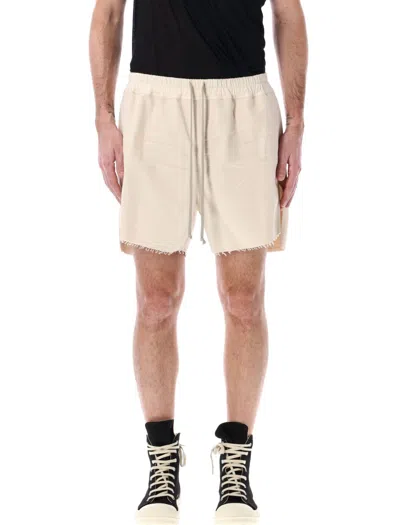 Rick Owens Frayed Hem Cotton Canvas Runway Boxers In Ivory