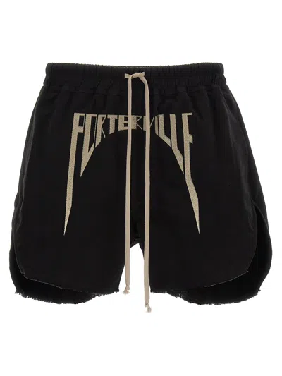 Rick Owens Frayed Hem Drawstring Shorts In Black