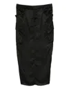 Rick Owens Black Concordians Firbanks Midi Skirt In Black