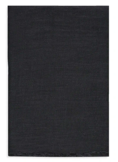 Rick Owens Frayed Rectangle Shape Scarf In Black