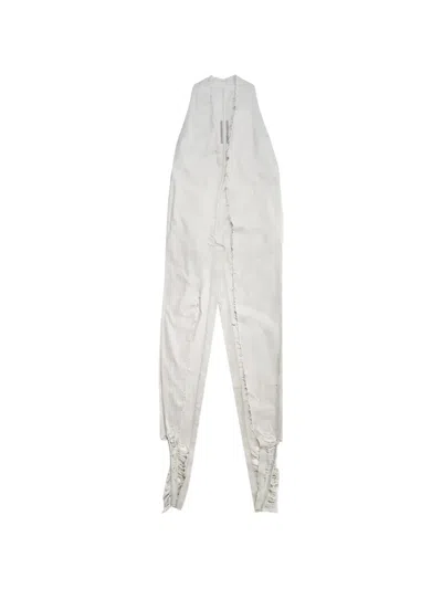 Rick Owens Frayed Sleeveless Coat In White