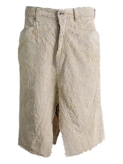 Rick Owens Frayed Textured Skirt In Neutral