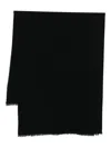 Rick Owens Frayed Wool Scarf In Black