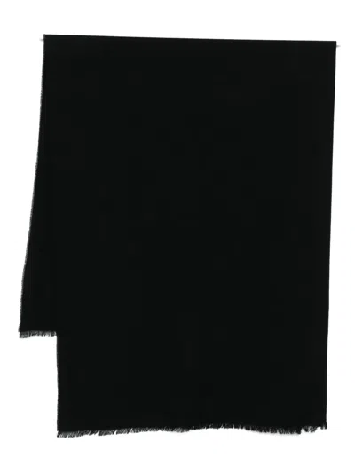 Rick Owens Frayed Wool Scarf In Black