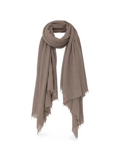 Rick Owens Frayed-detail Scarf In Brown