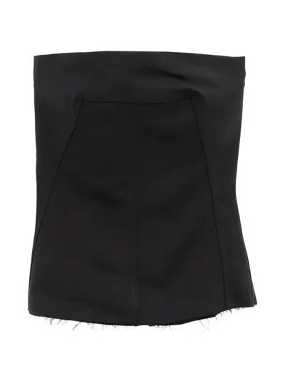 Rick Owens Frayed-edge Strapless Top In Black