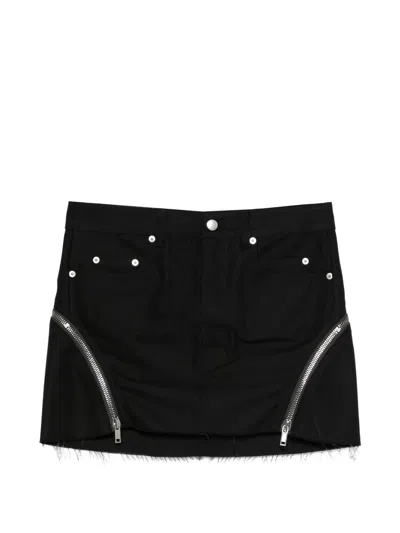 Rick Owens Front Button Mini Skirt With Belt Loops And Pockets - Size 40 In Black