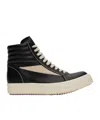 Rick Owens Black Cotton Sneakers With Contrast Stitching And Branded Leather Insole For Women In Black