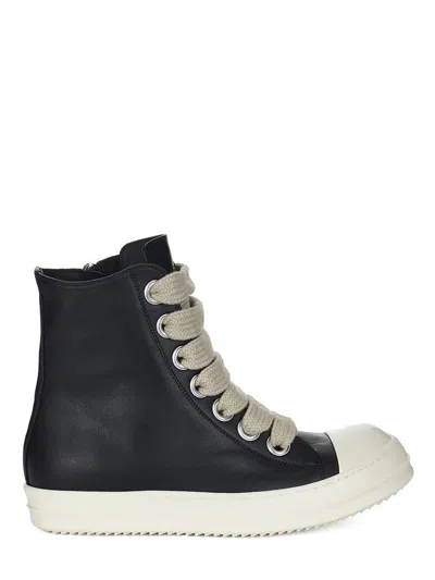 Rick Owens Front Lace-up Sneakers With Zip Fastening In Black