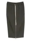 Rick Owens Khaki Concordians Zipped Short Pillar Midi Skirt In Gray