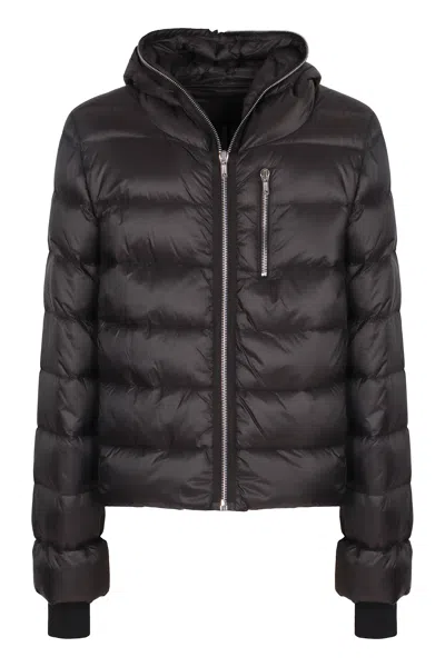 Rick Owens Full-zip Down Jacket With Hood In Black