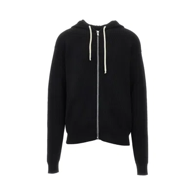 Rick Owens Full-zip Hooded Cardig In Black