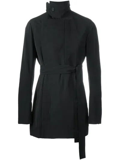 Rick Owens Funnel Neck Coat In Black