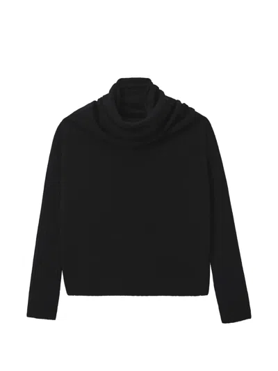Rick Owens Funnel-neck Panelled Sweater In Black