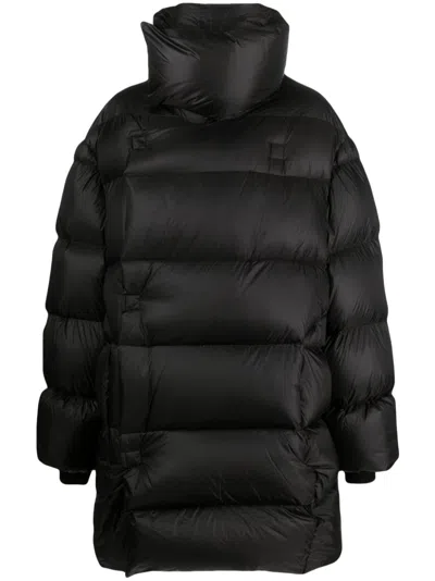 Rick Owens Funnel-neck Quilted Down Coat In Black
