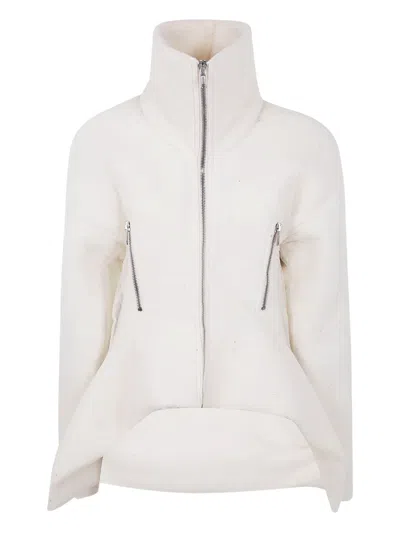 Rick Owens Funnel-neck Zip-up Jacket In White