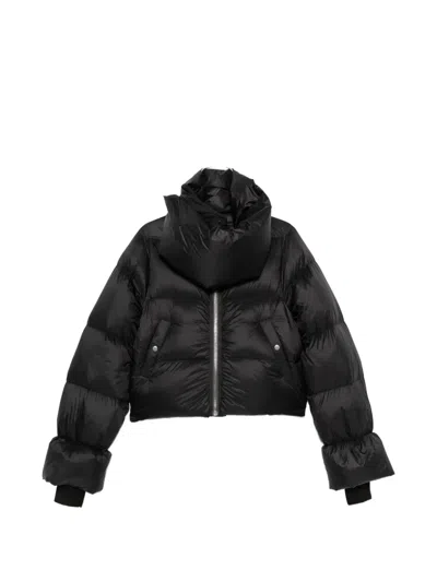 Rick Owens Cropped Down Jacket High Collar Design In Black