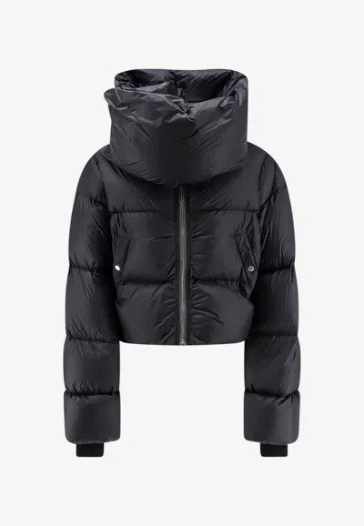 Rick Owens Funnel-neck Down Jacket In Black