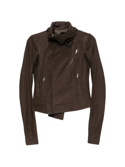 Rick Owens Funnel-neck Jacket In Brown
