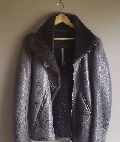 Pre-owned Rick Owens Fur All-in-one Leather Coat In Black