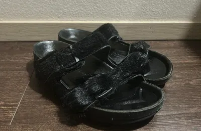 Pre-owned Rick Owens Fur Arizona Shoes In Black