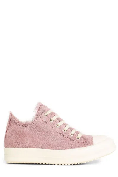 Rick Owens Fur Textured High-top Sneakers In Dusty Pink Milk