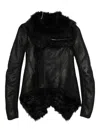 Rick Owens Fur-trimmed Leather Jacket In Black