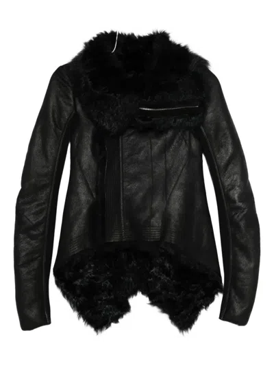 Rick Owens Fur-trimmed Leather Jacket In Black